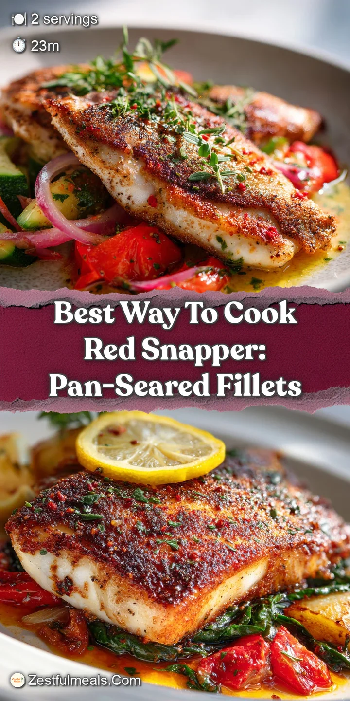 Close-up of succulent, pan-seared red snapper, showcasing its moist, white flesh and crispy, browned skin.