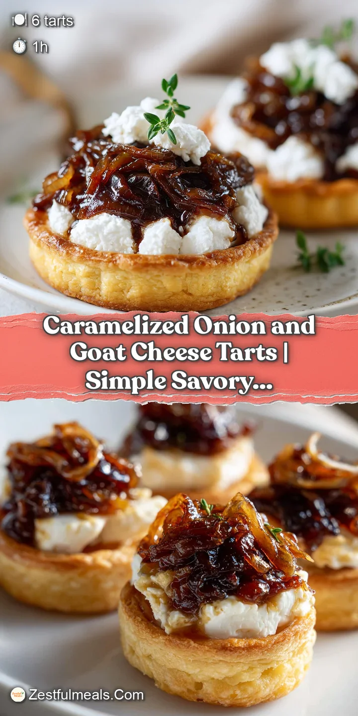 Close-up of glistening caramelized onions and toasted goat cheese inside a buttery, crisp golden-brown pastry shell.