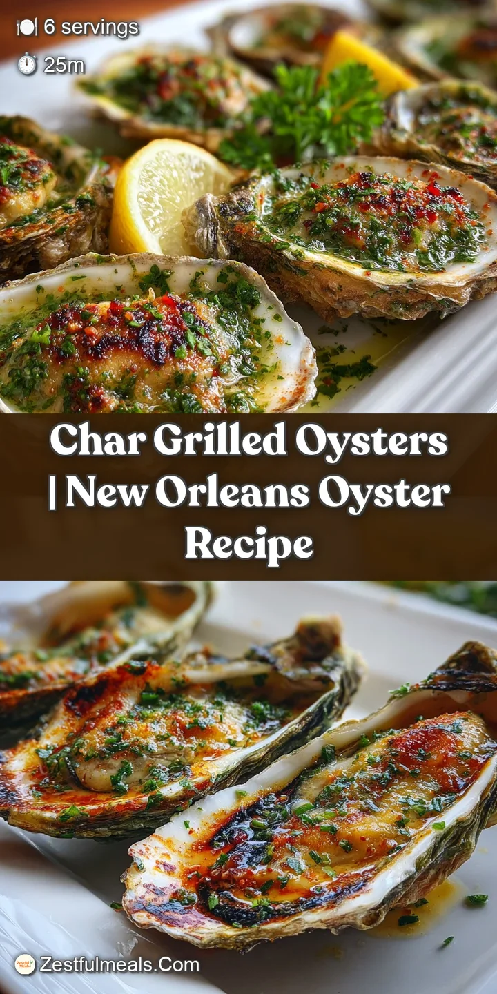 Close-up of a sizzling char-grilled oyster; plump, juicy meat bathed in garlic butter with flecks of herbs, fresh from the...