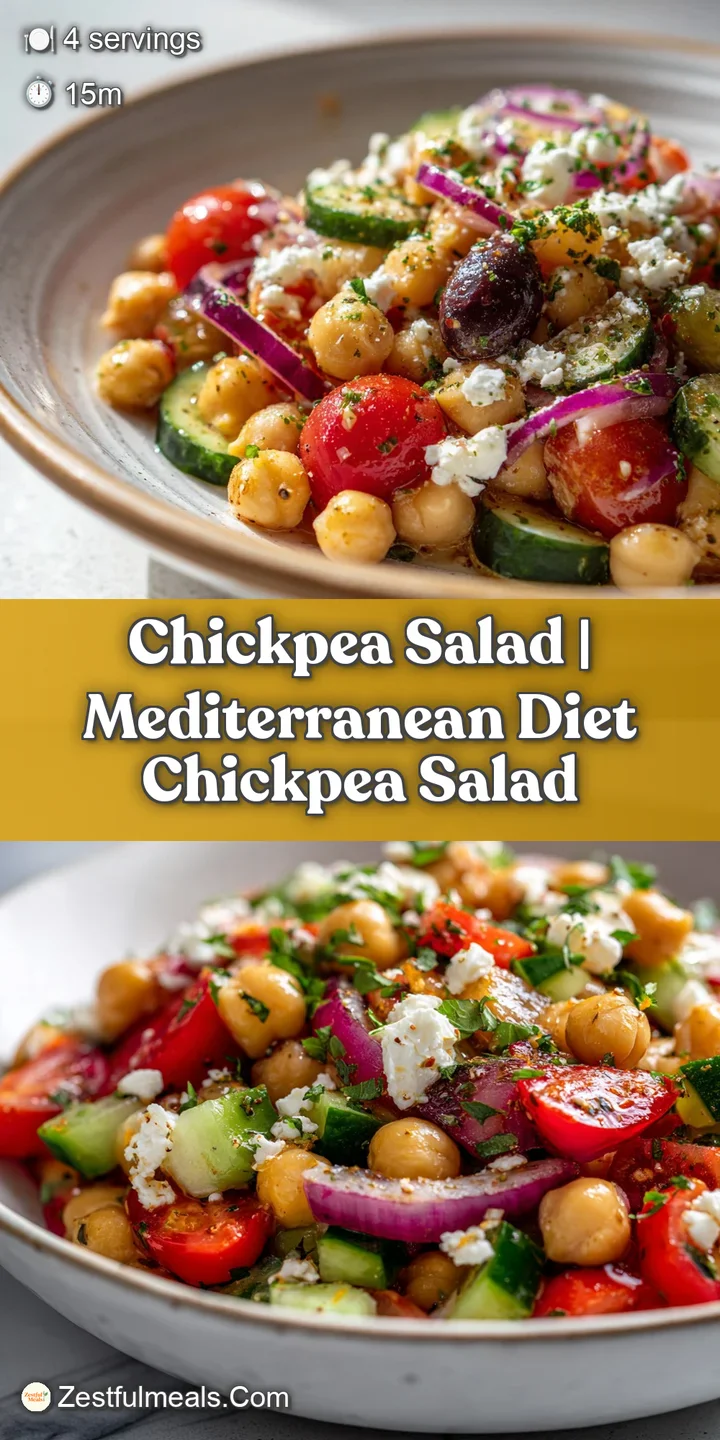 Close-up of a chickpea salad: creamy, mashed chickpeas mixed with finely diced crisp vegetables. A vegetarian dream!