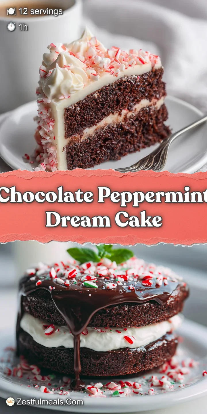 Close-up of moist chocolate cake with a swirl of peppermint frosting, revealing fluffy texture and peppermint candy sprink...