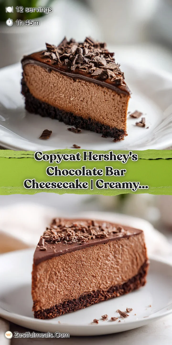 Close-up of creamy chocolate cheesecake, showing smooth texture and a dark cookie crumb crust.