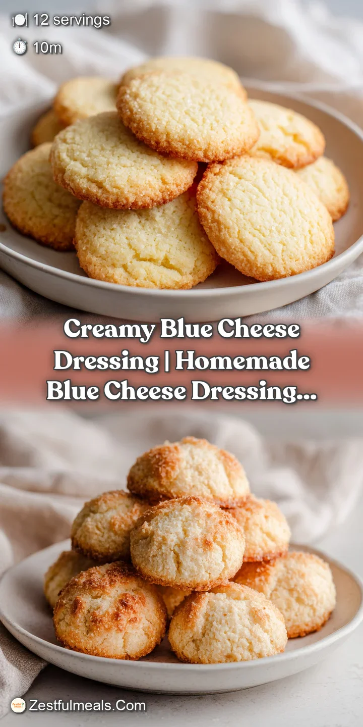 Close-up of thick, tangy blue cheese dressing with visible cheese chunks and creamy texture.