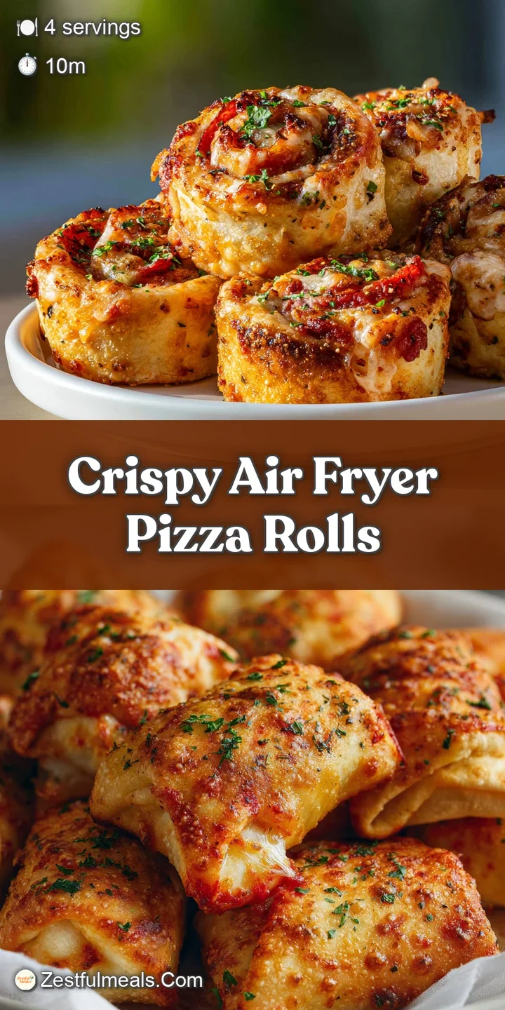 Close-up: crispy, bubbly crust of an air fryer pizza roll, steam escaping from a small tear, revealing melted cheese & fil...