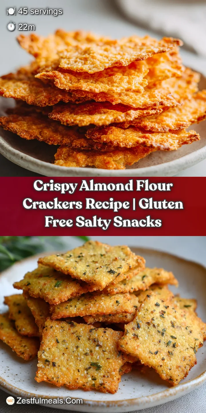 Close-up shot of almond flour cracker revealing its fine, porous texture; inviting bite with a golden, slightly speckled s...