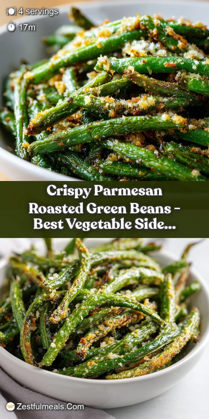 Close-up of deeply browned, almost charred green bean tips sprinkled with golden, melted Parmesan cheese.