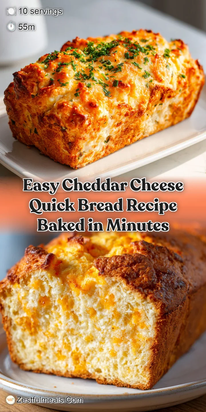 Close-up of a moist cheddar quick bread slice, speckled with cheese, highlighting a tender interior, perfect for sharing.