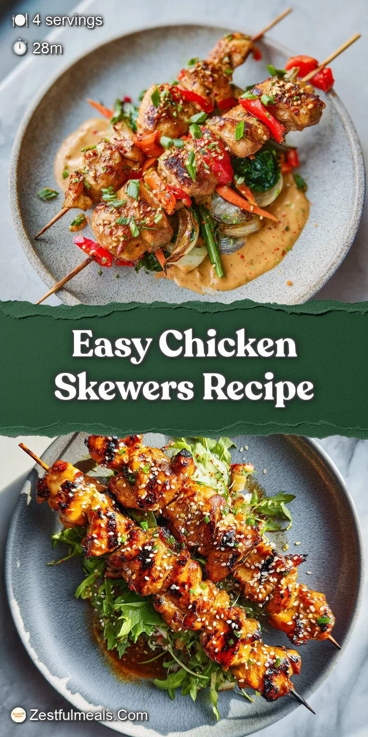 Close-up of succulent chicken skewer pieces, showcasing the smoky char and vibrant marinade clinging to the tender meat.