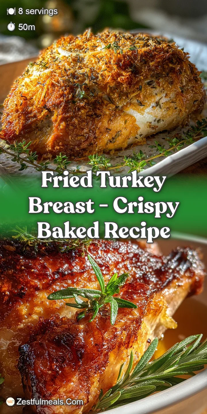 Close-up showcasing the perfectly crisp, golden-brown skin and tender, juicy interior of a freshly fried turkey breast.