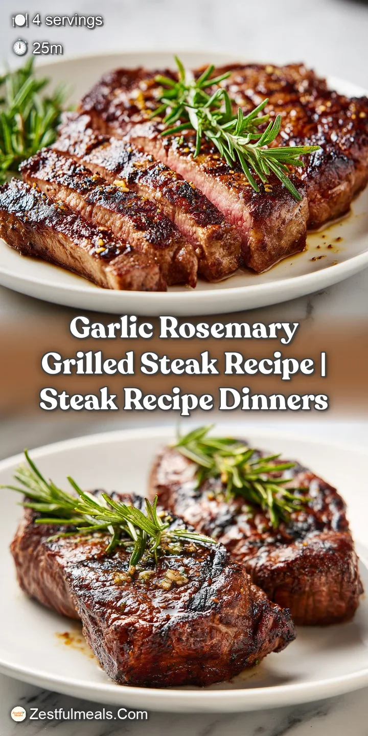 Close-up of a juicy steak revealing a perfectly seared crust. Visible grill marks and aromatic rosemary hint at savory del...