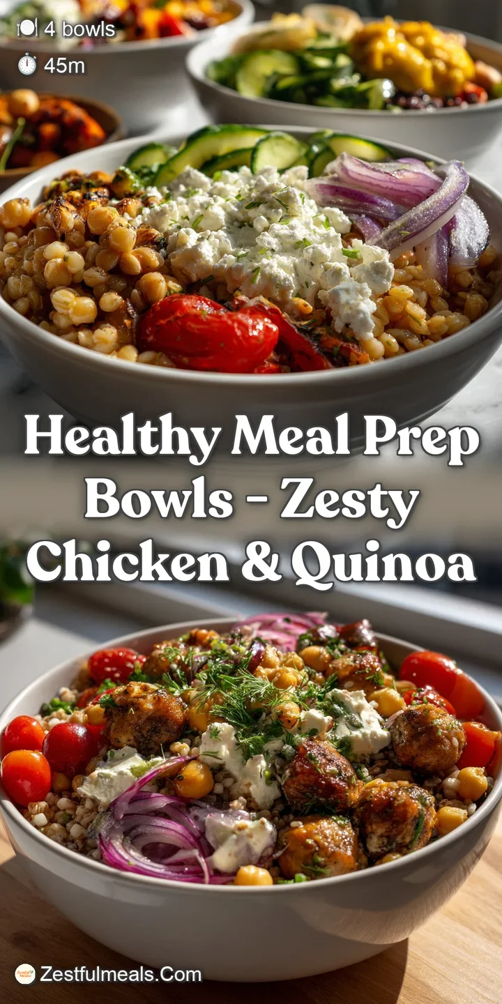 Close-up of tender chicken glistening with a bright, zesty glaze. Fluffy quinoa and colorful vegetables offer a delightful...