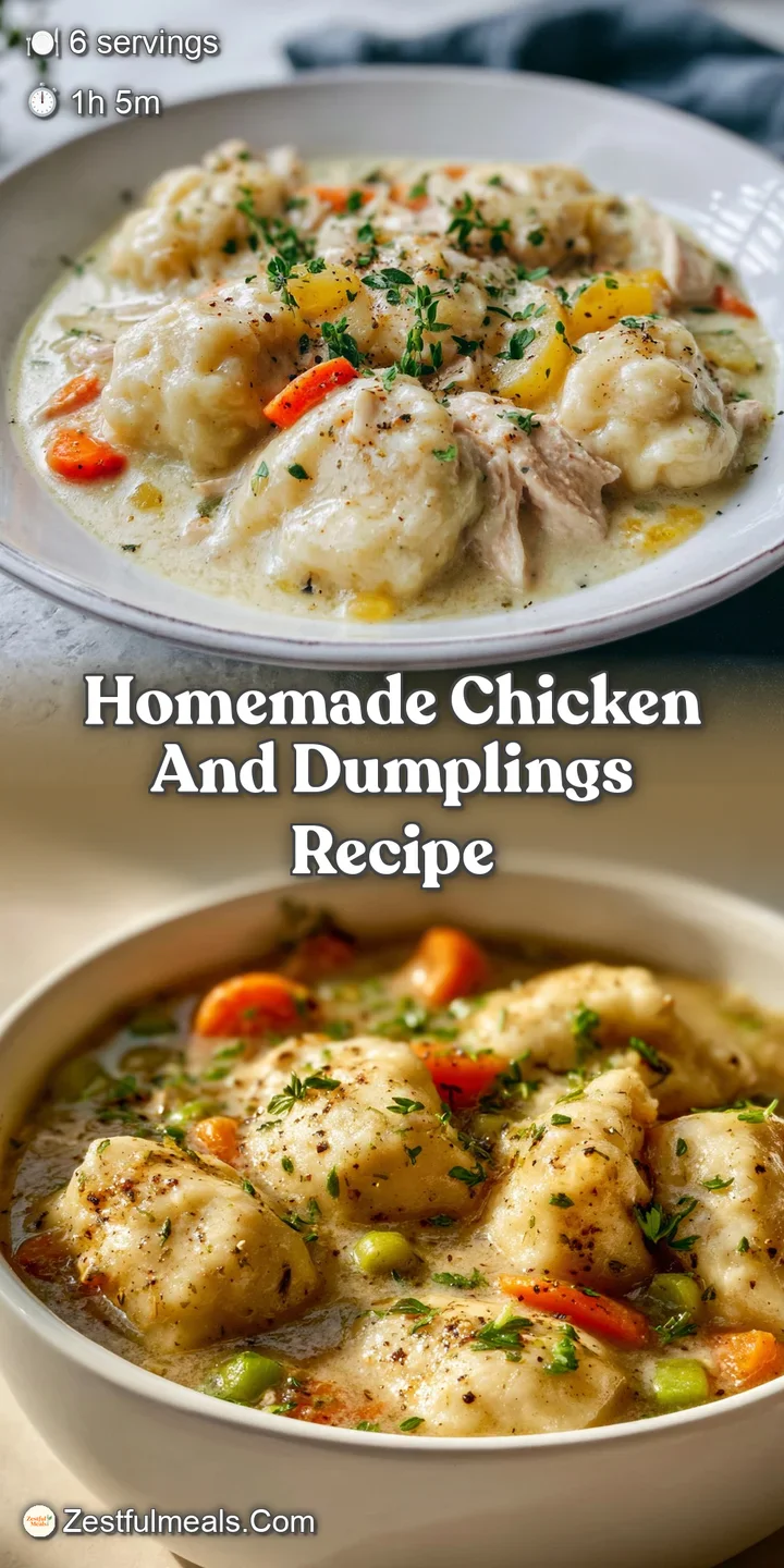 Close-up of glistening, plump dumplings swimming in a savory cream sauce with visible herbs and tender chicken strands.