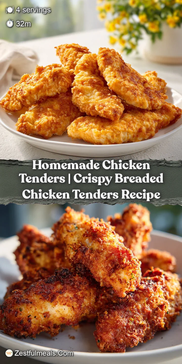 Close-up of a shattering crispy chicken tender with a flaky, golden coating and juicy interior.