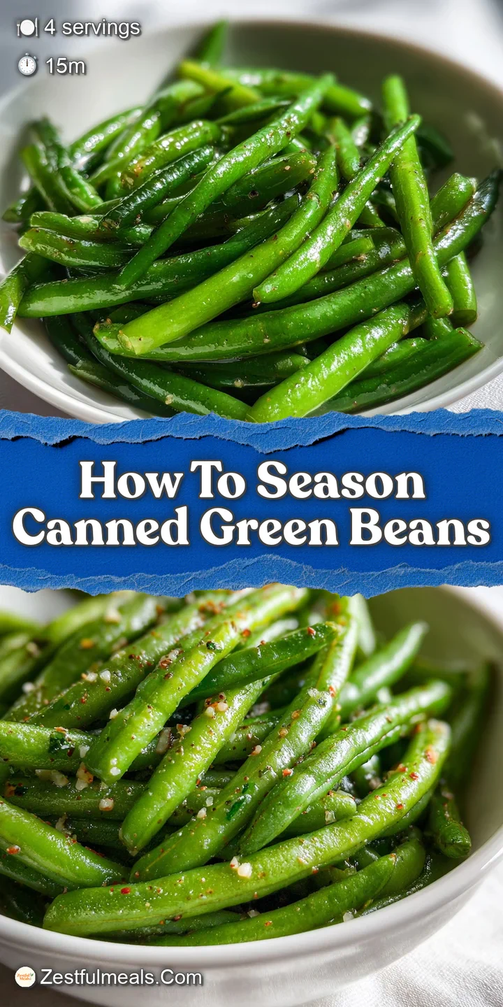 Close-up of seasoned green beans showcasing the tender texture and herb flecks. A glistening, buttery sheen catches the li...