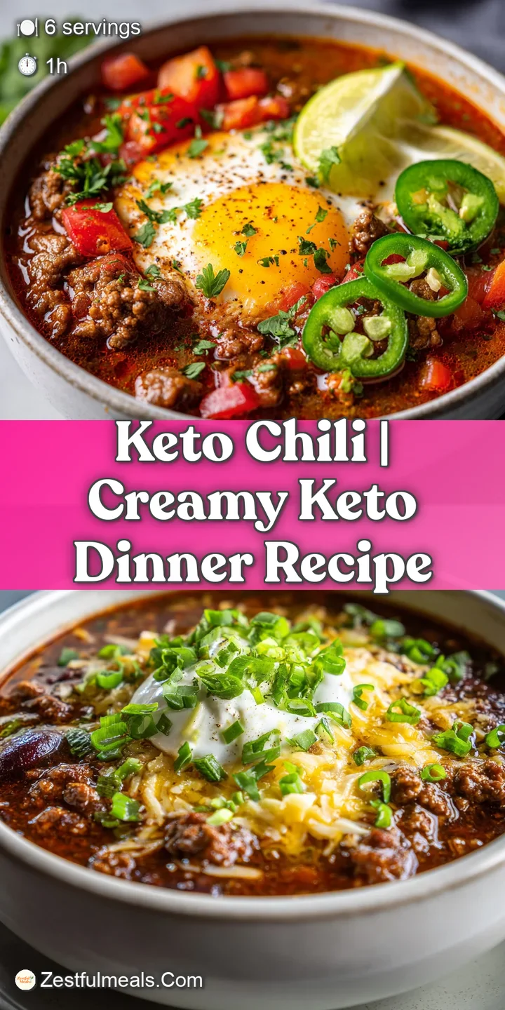 Close-up of simmering chili, highlighting the tender beef, diced tomatoes, and a glistening layer of melted cheese. An app...