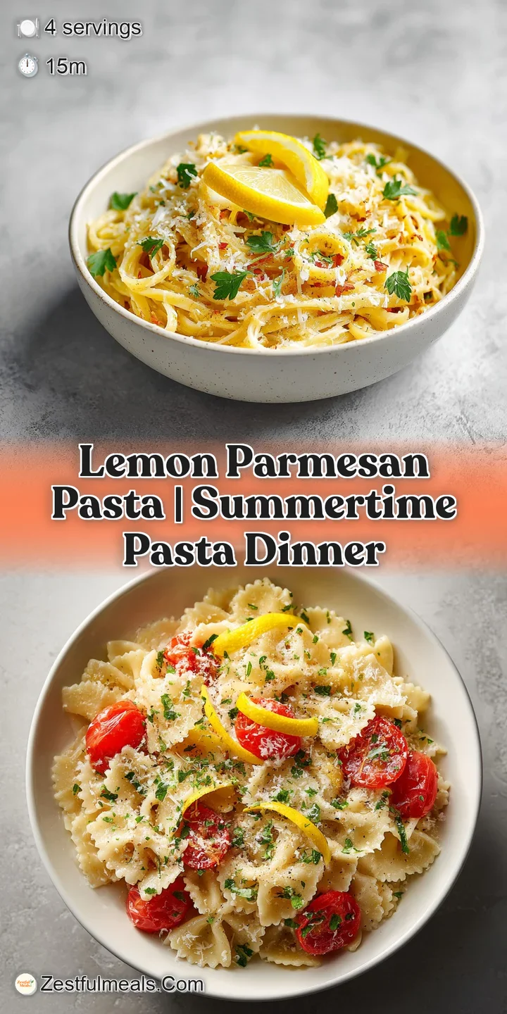 Close-up of tender pasta coated in a rich, cheesy sauce, with bright yellow lemon zest visible.