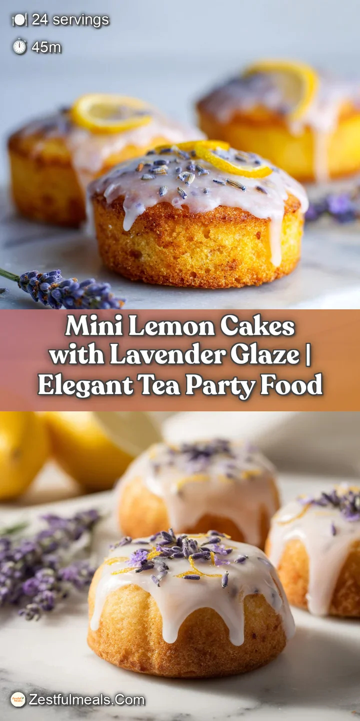 Close-up of a glistening lemon cake with a swirl of pale lavender glaze and edible flowers.