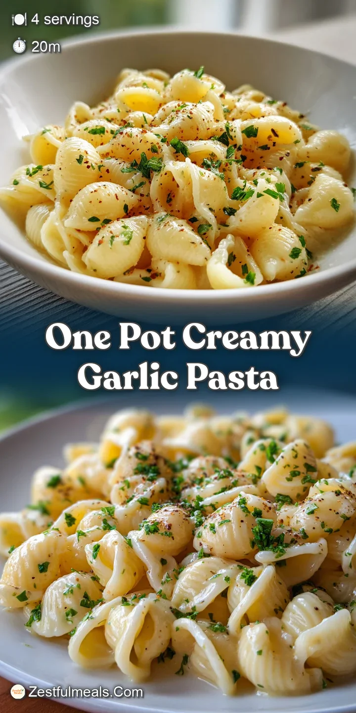Close-up of creamy pasta strands coated in a luscious garlic sauce. Flecks of fresh herbs and glistening parmesan create a...
