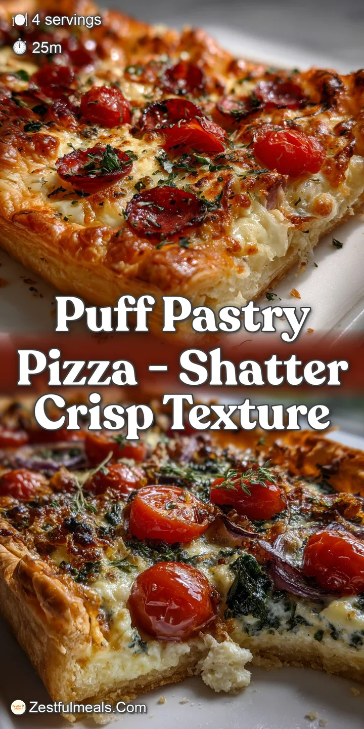 Close-up of a pizza slice with a crisp, layered crust. Melted cheese stretches, revealing a rich tomato sauce beneath fres...