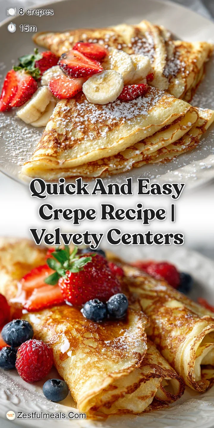 Close-up of a warm, golden crepe with a soft, slightly bubbly texture. Hints of steam rising.