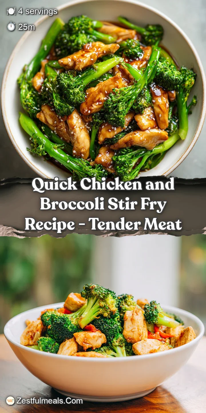 Close-up of tender chicken and bright green broccoli, coated in a rich, glossy sauce, promising a flavorful bite.