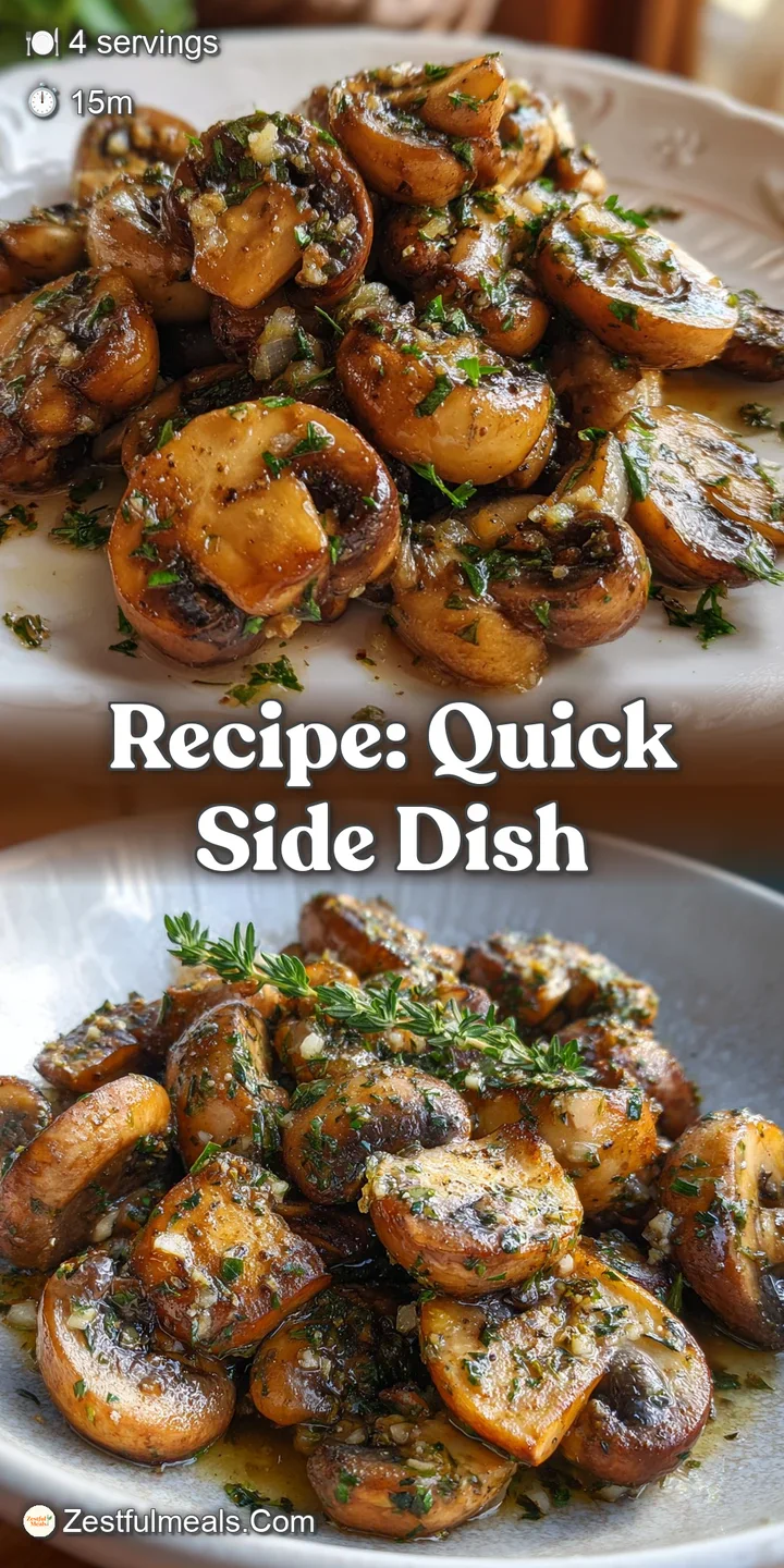 Close-up reveals juicy, browned mushrooms slicked with herbed garlic butter. Soft textures hint at earthy, umami flavors.