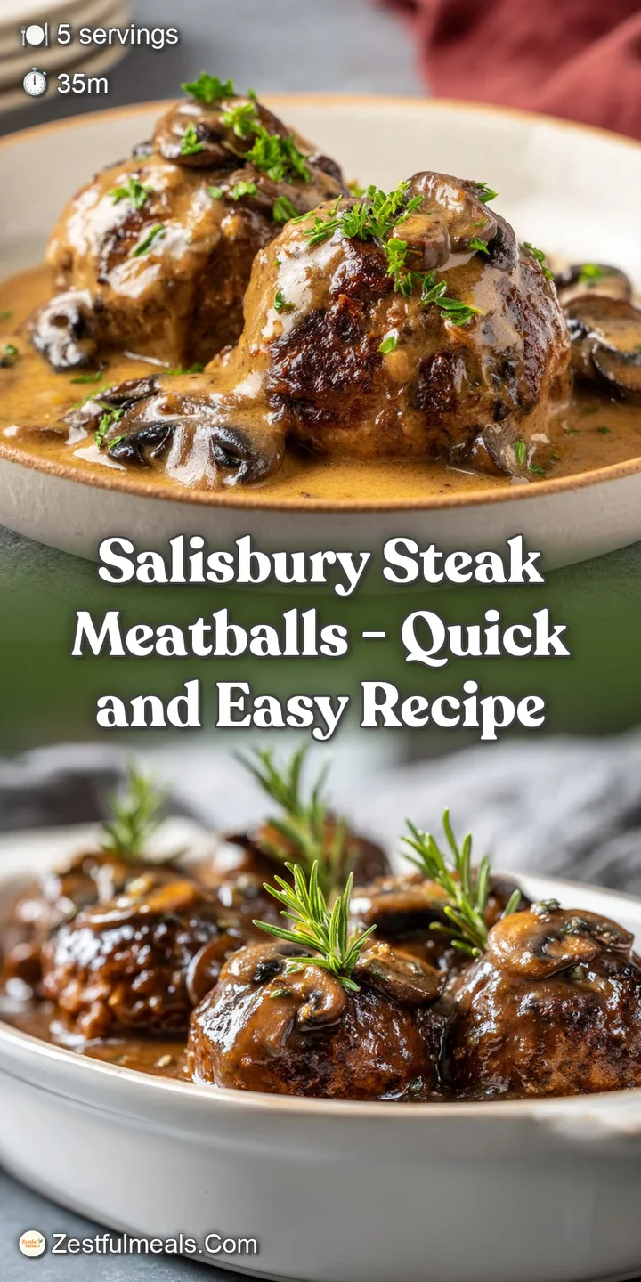 Juicy, seared meatballs with a dark, glossy mushroom gravy pooling around them.