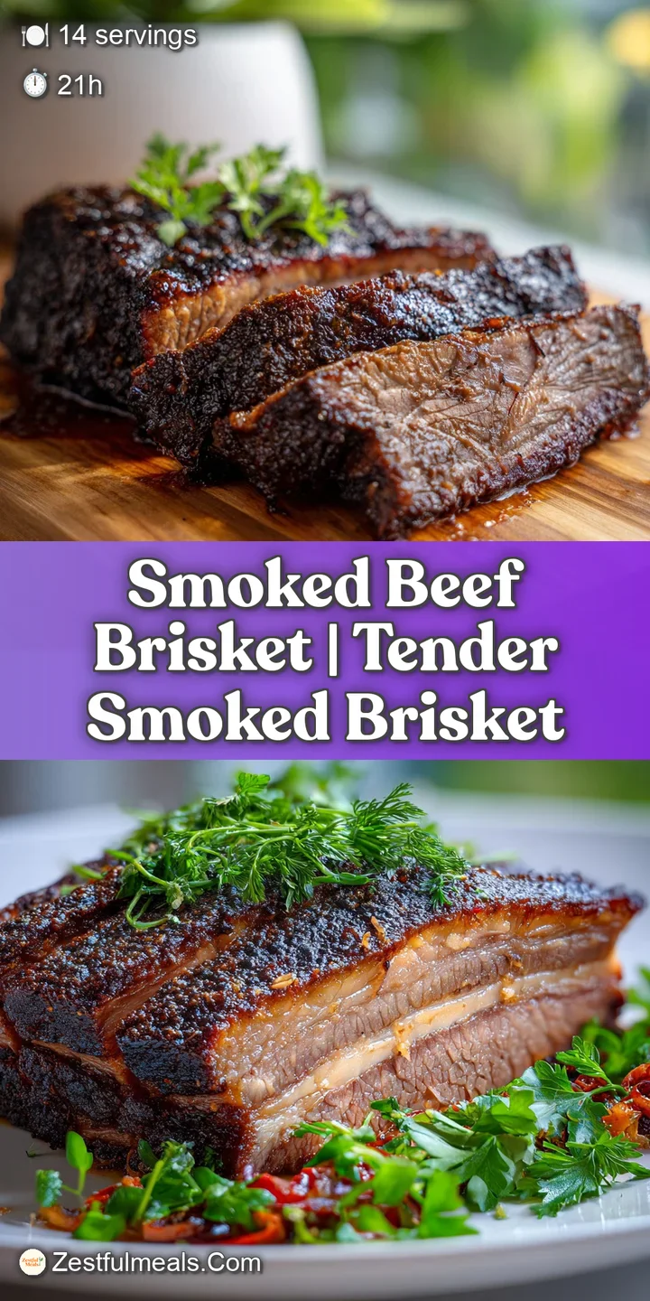 Close-up of perfectly smoked brisket: Dark, peppered crust gives way to moist, tender, pink meat with a visible smoke ring.