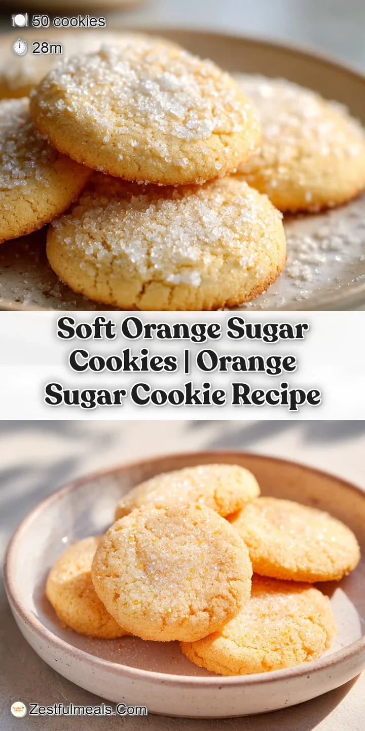 Close-up of a soft orange cookie showing its tender crumb, shimmering sugar coating, and bright citrus zest.