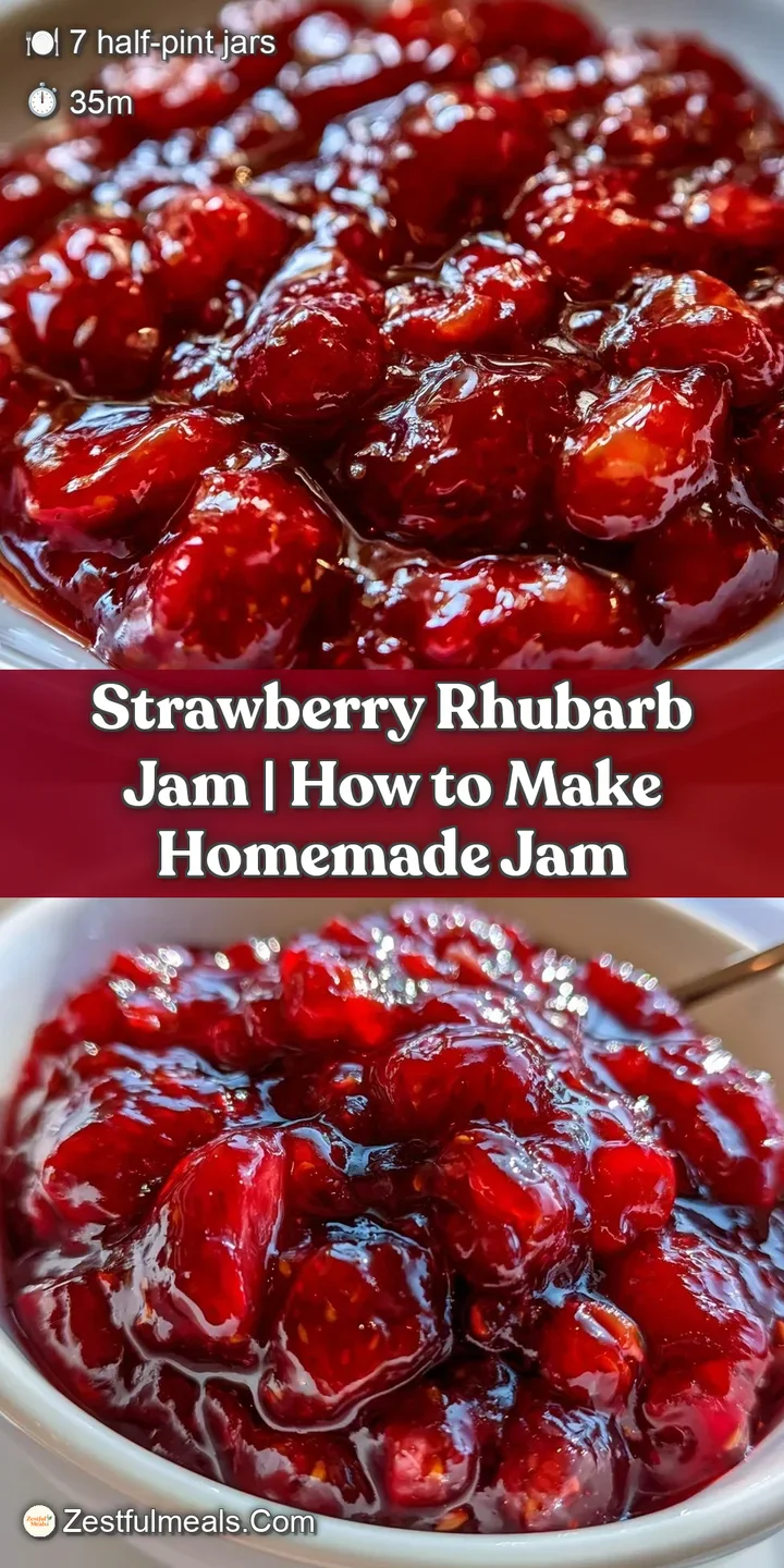 Close-up of glistening, vibrant red jam showing translucent fruit chunks and a rich, syrupy texture in soft light.
