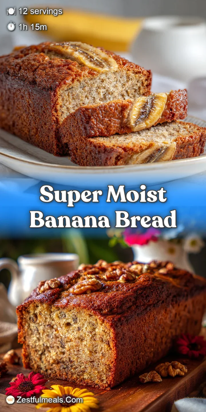 Close-up of a slice of banana bread revealing its tender crumb and flecks of banana. Golden brown crust with a soft interior.