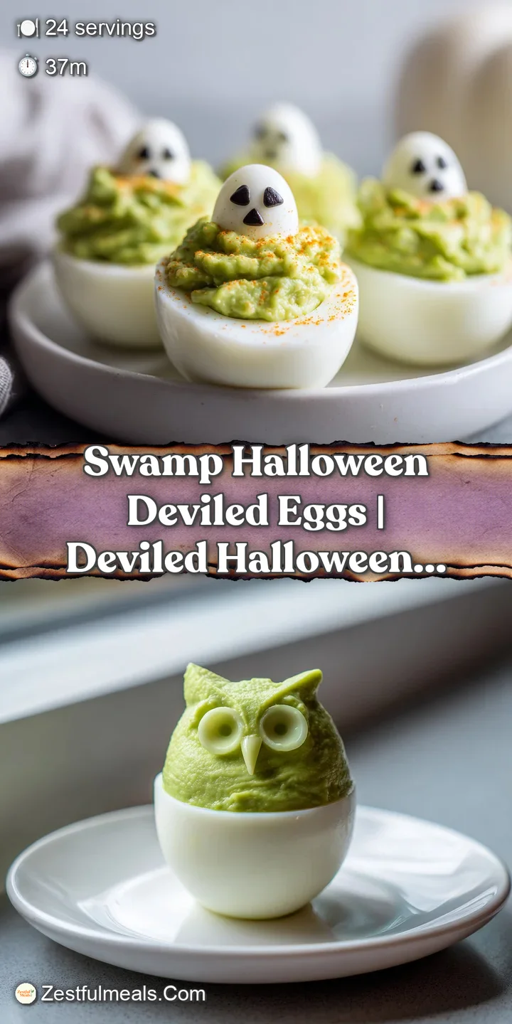 Close-up of a bright green deviled egg half, its creamy filling glistening under soft light