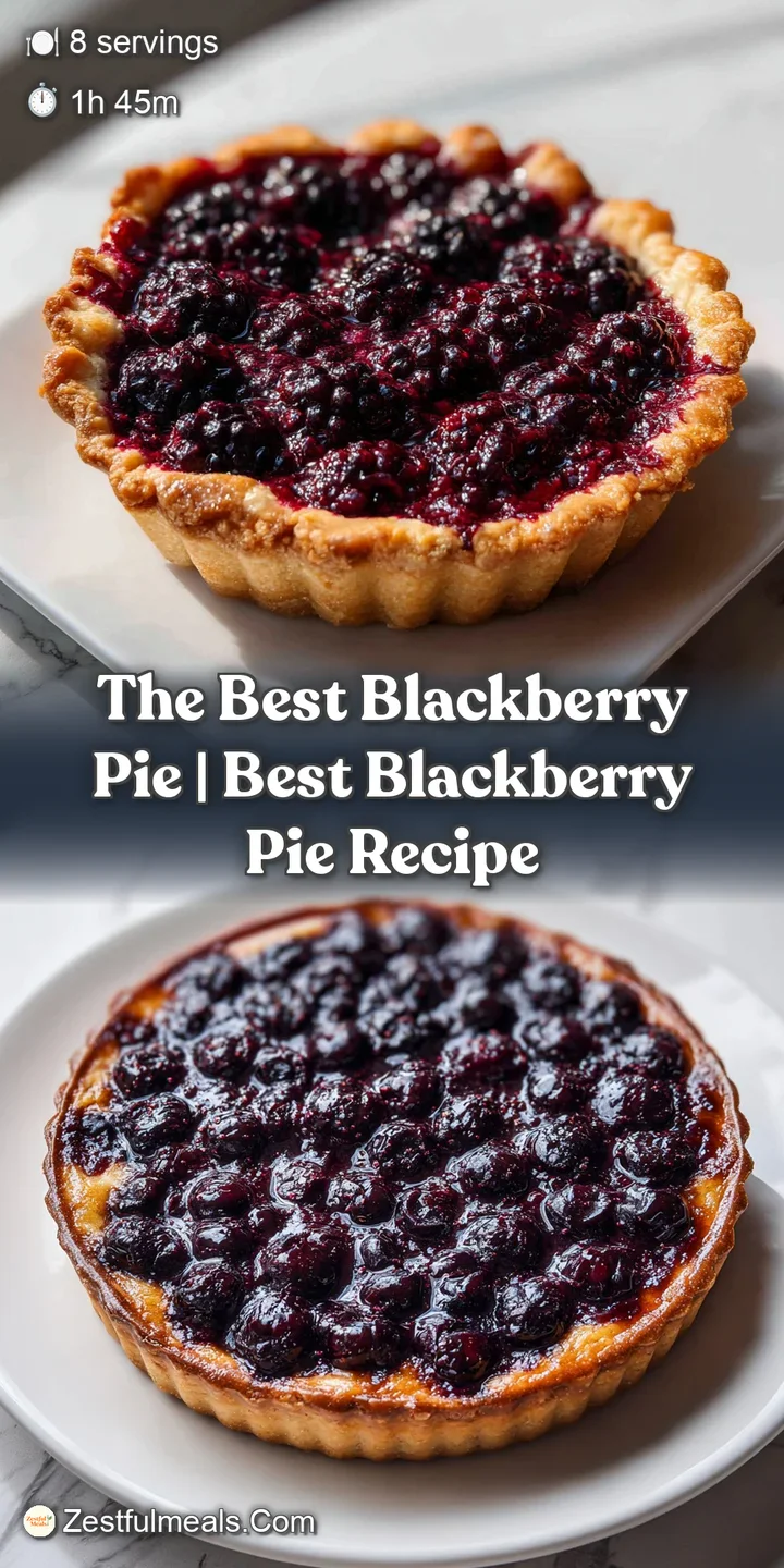 Macro shot of juicy, dark purple blackberries glistening under a sugary, golden-brown flaky pastry crust.