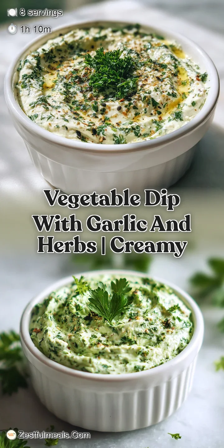 Close-up reveals a velvety, herbaceous dip with flecks of garlic and finely chopped herbs; a tempting, cool contrast to vi...