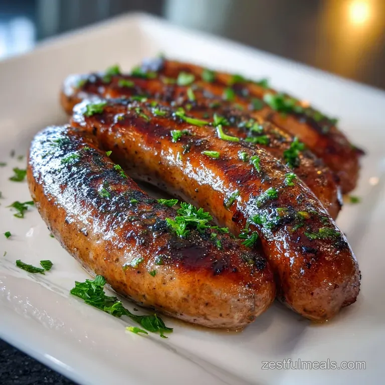 Plated Italian sausage with vibrant bell peppers & onions, glistening with olive oil, beside a scoop of creamy polenta.