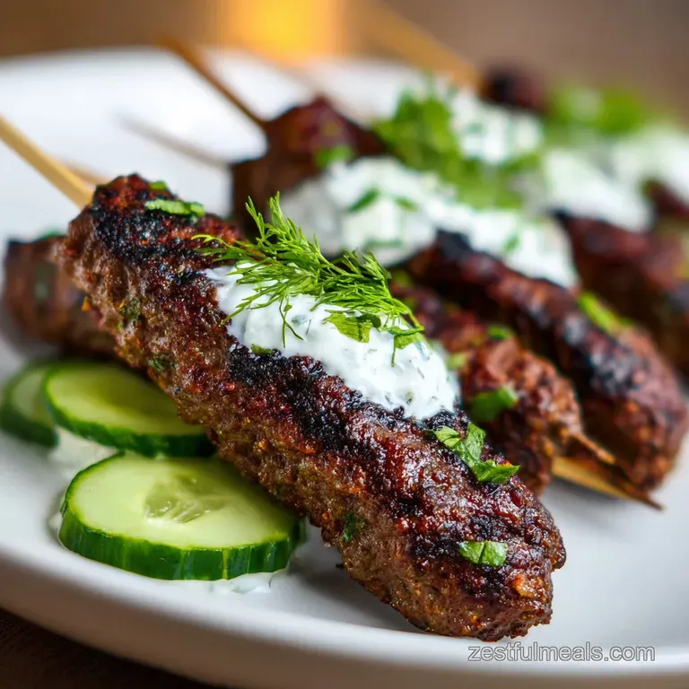 Lean Beef Kofta Kebabs with Zesty Tzatziki