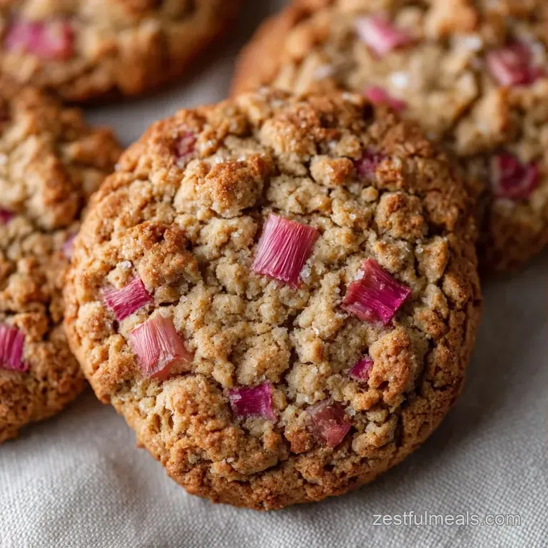 A stack of golden cookies with pink fruity ribbons, served on a white ceramic plate beside a glass of cold milk.