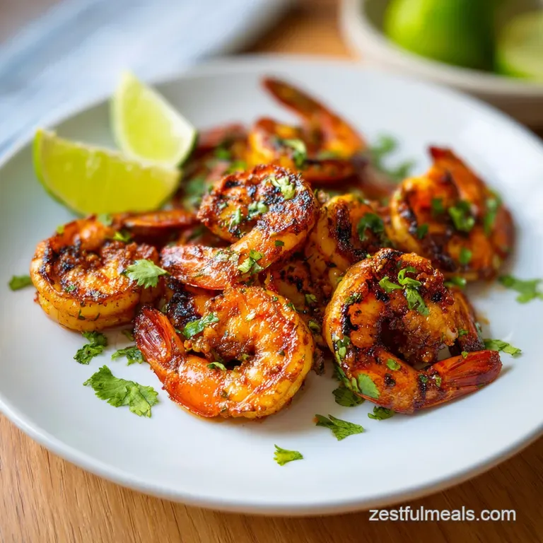 Plump shrimp piled high with a sprinkle of fresh cilantro on a rustic wooden board.