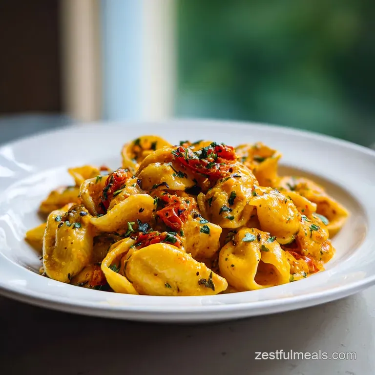 Perfectly twirled creamy pasta and juicy chicken breast, artfully plated with fresh basil, inviting and comforting.