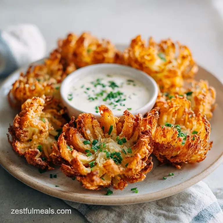 Crispy Easy Air Fryer Blooming Onion Recipe with Dipping Sauce