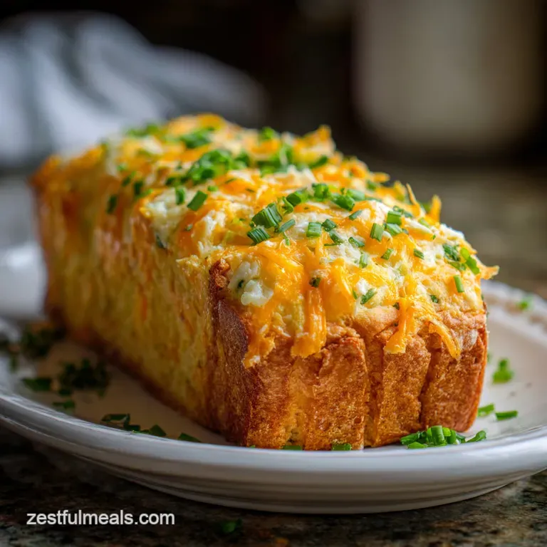 Warm slices of cheddar quick bread, glistening with melted butter, displayed on a linen-lined plate, ready to be enjoyed.