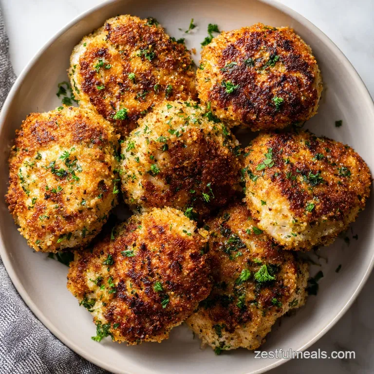 Juicy air-fried chicken breast with golden-brown crust served with vibrant green asparagus and a lemon wedge on a white pl...