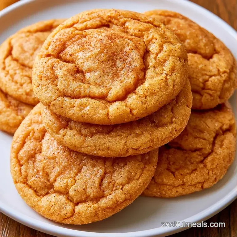A stack of warm, cinnamon-spiced cookies on a white ceramic plate beside a steaming mug of coffee and a linen napkin.