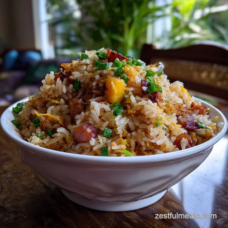 Hawaiian Fried Rice with Pineapple and Ham