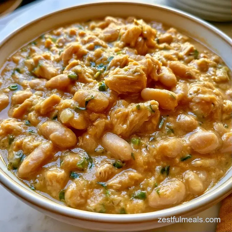 A white ceramic bowl of creamy stew garnished with fresh cilantro and a dollop of yogurt on a rustic wooden table.
