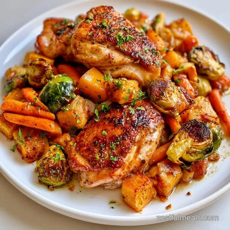A rustic platter of seared protein and charred autumnal vegetables garnished with sprigs of fresh, green rosemary.