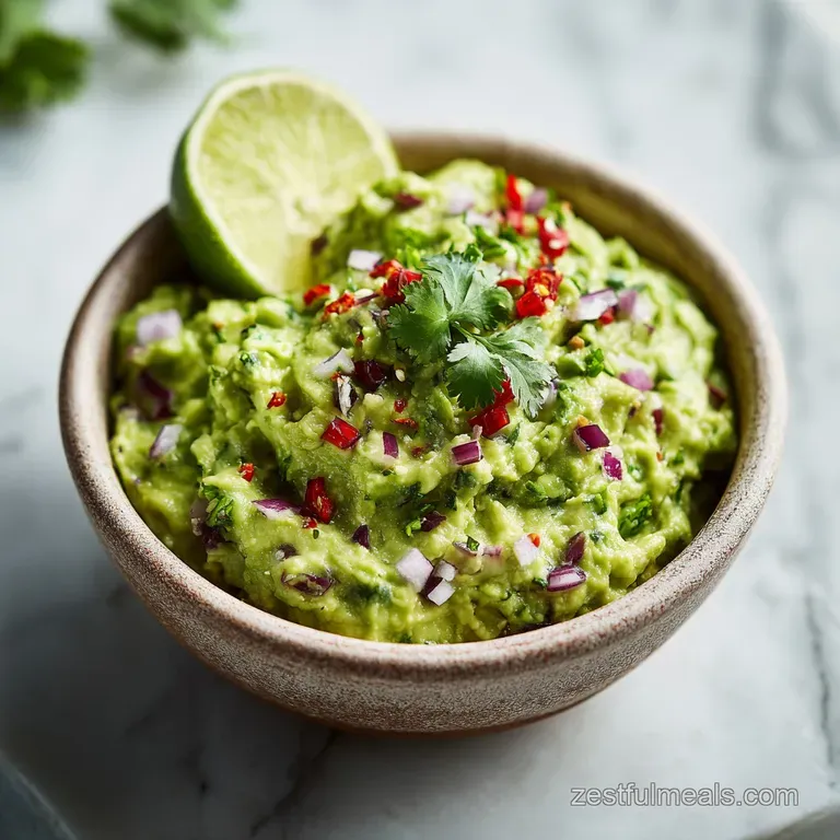 A perfectly sculpted scoop of bright green guacamole nestled beside crunchy tortilla chips.