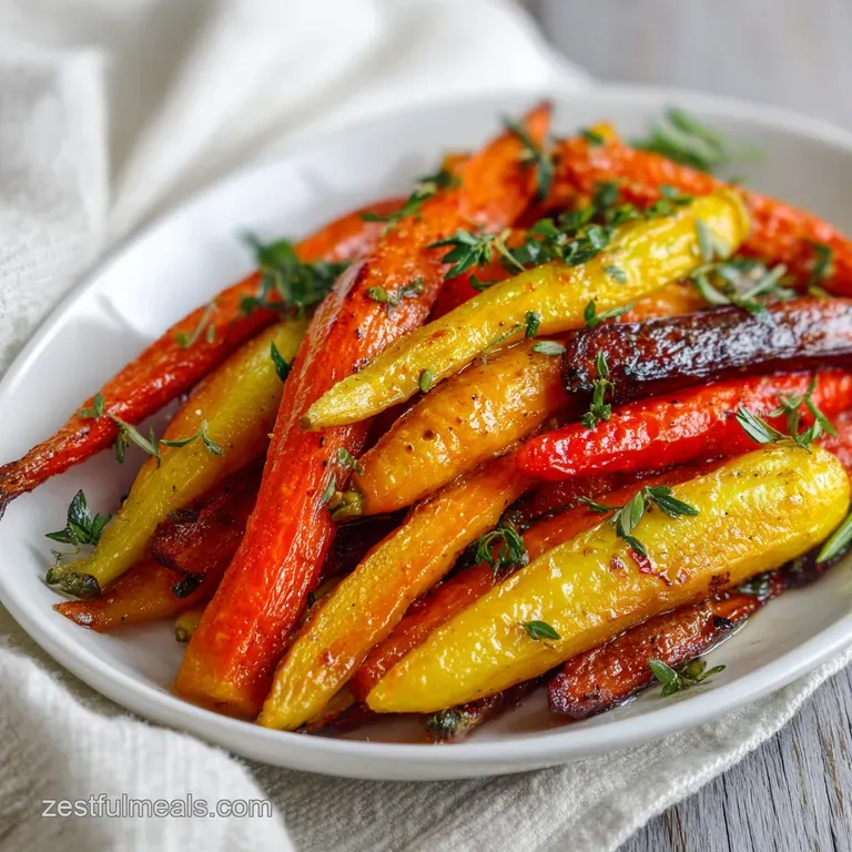Elegant plate of glazed carrots, Brussels sprouts, and parsnips. Golden brown and green hues with a drizzle of honey. A ho...