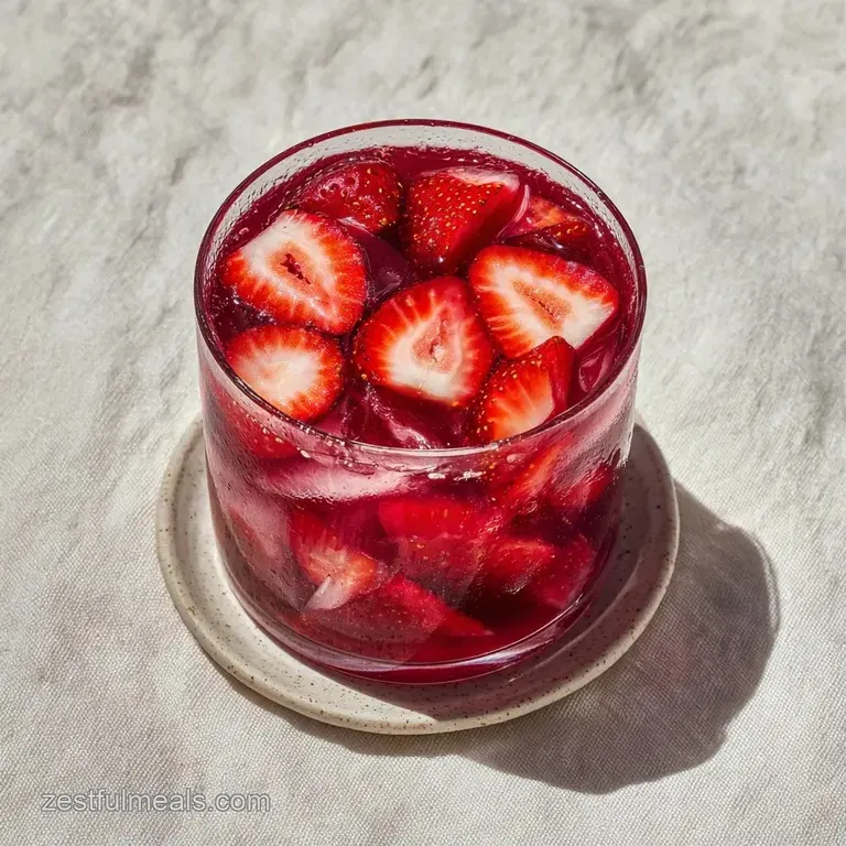 Twelve sparkling glasses filled with a tri-colored drink, garnished with fresh mint and sliced berries on a tray.