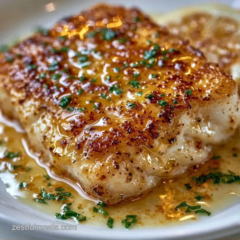 A seared white fish fillet on a slate plate, surrounded by steamed asparagus and a pool of shimmering lemon butter.